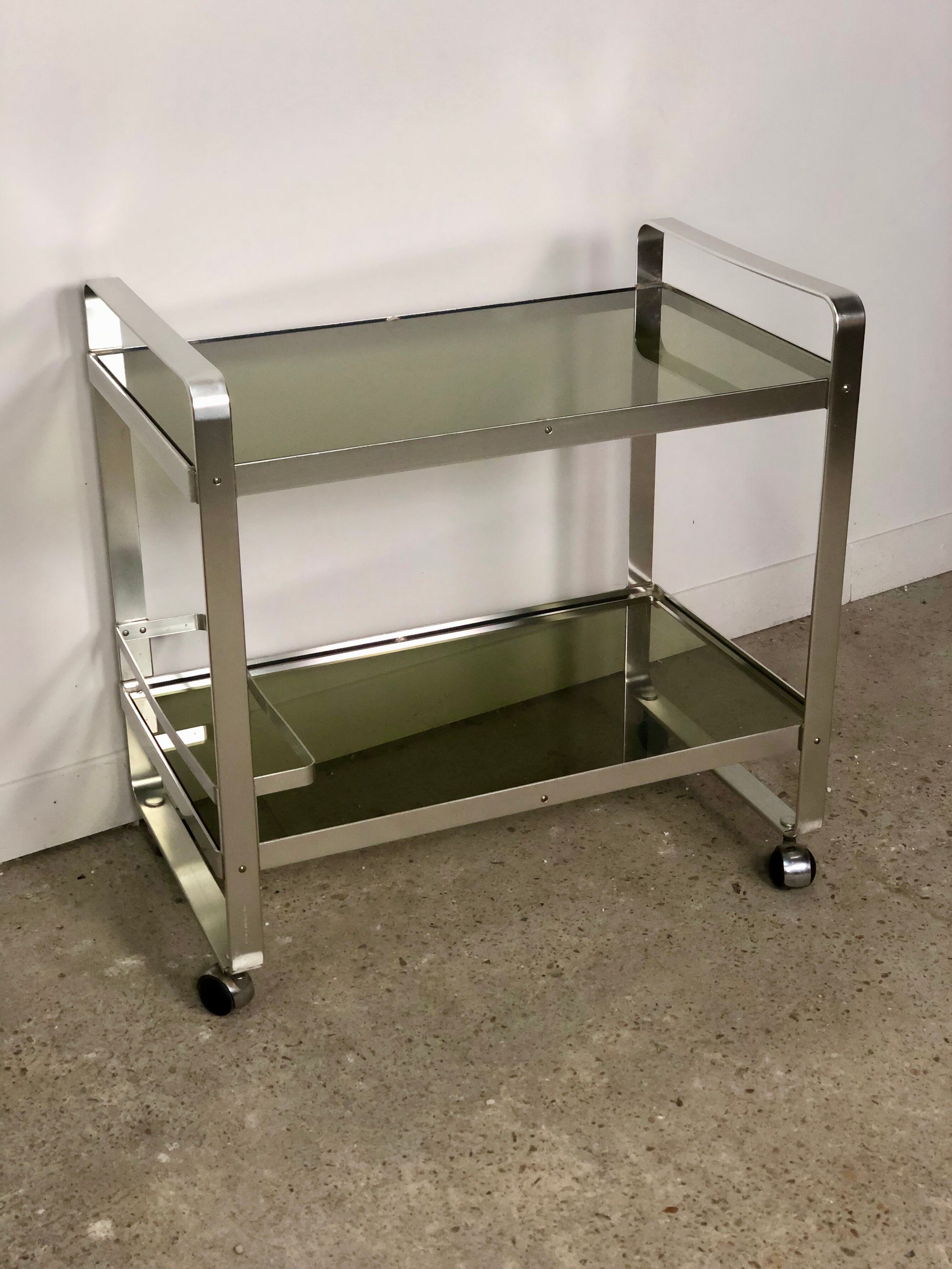 Rolling table in italian vintage aluminum by Martini and Rossi 1970