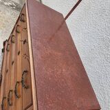 4 drawer chest of drawers in walnut with red marble top from the 19th century