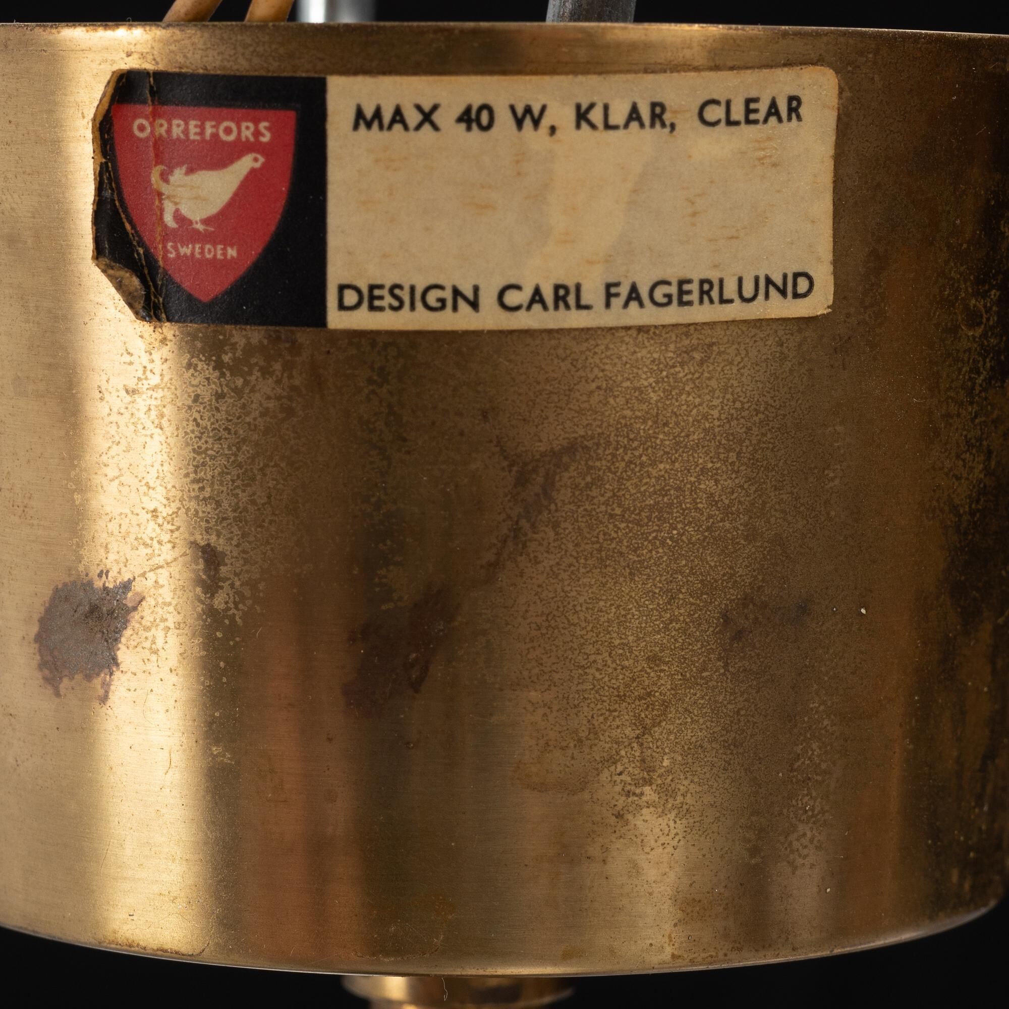 Cellar lamp by Carl Fagerlund for Orrefors, Sweden, 1960, labelled.