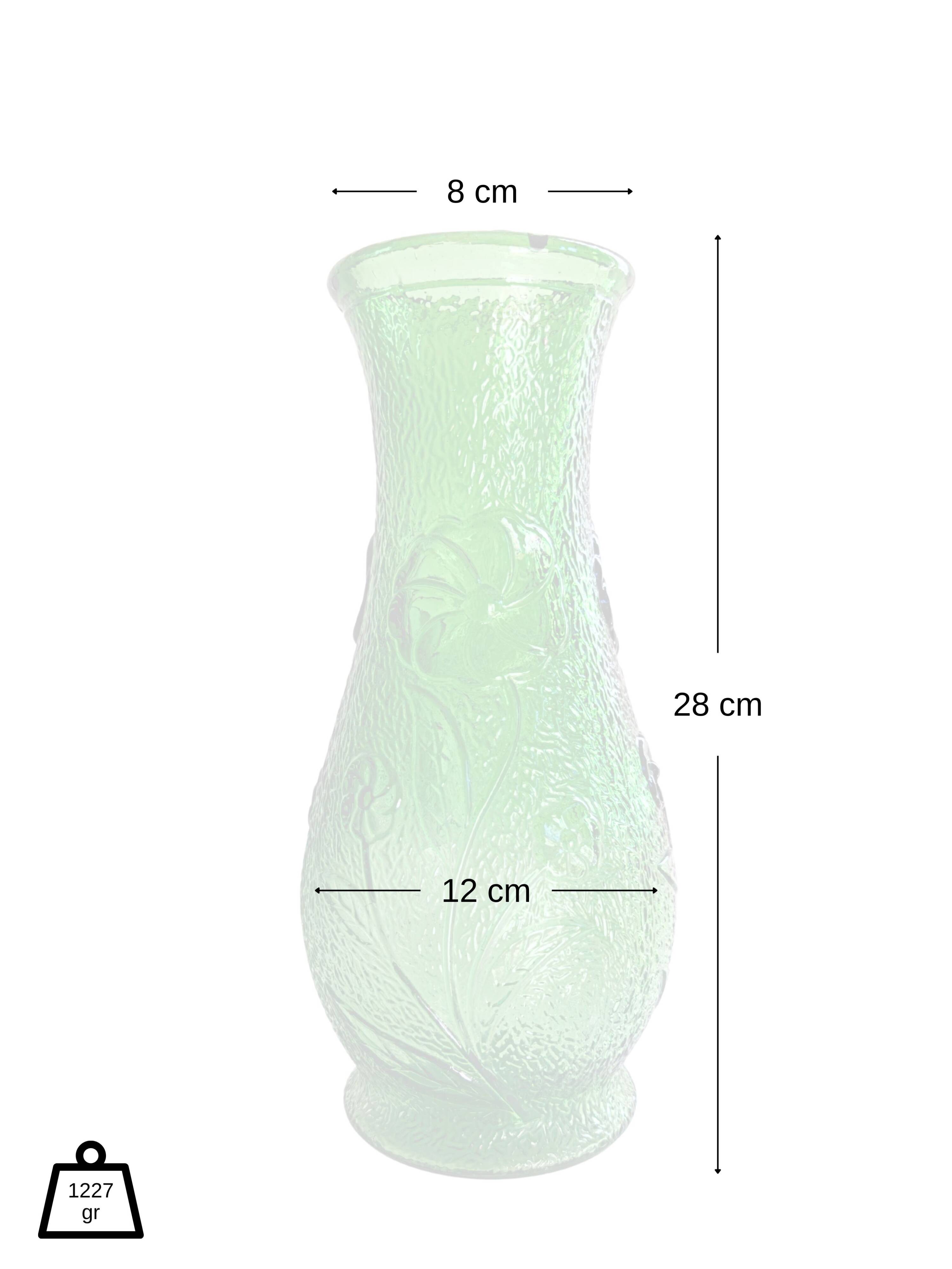 Constantin Vase Made in Italy vintage green glass with floral relief