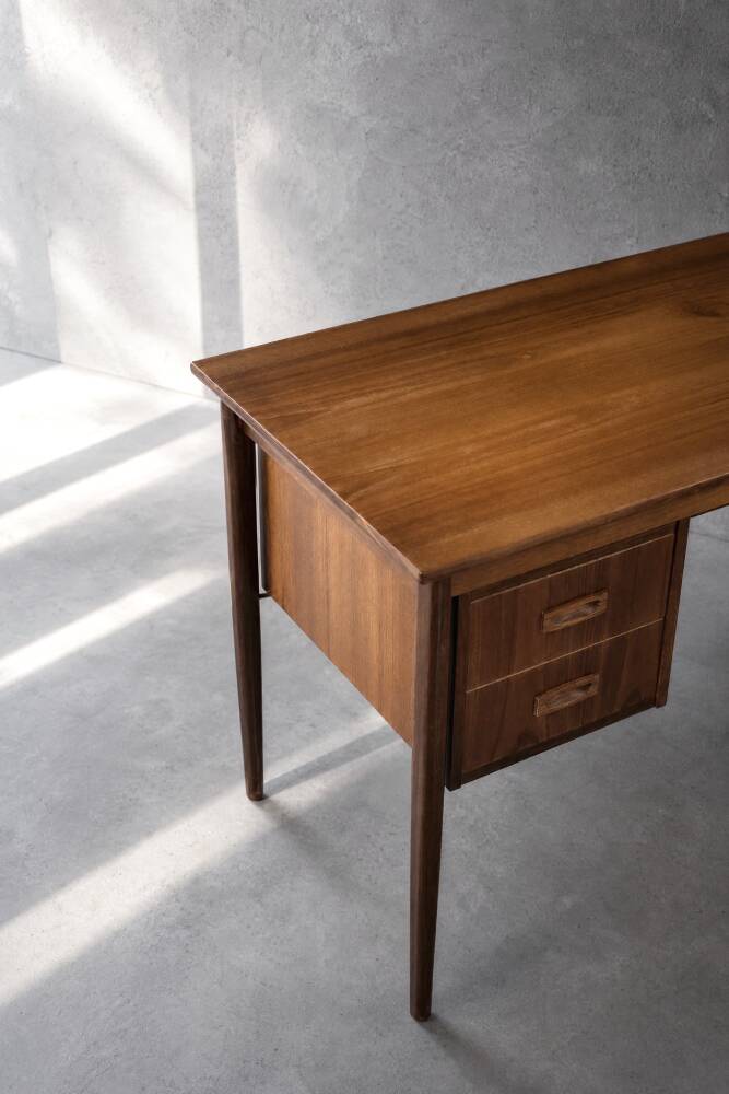 Vintage Scandinavian modern teak desk from the 1960s with drawers.