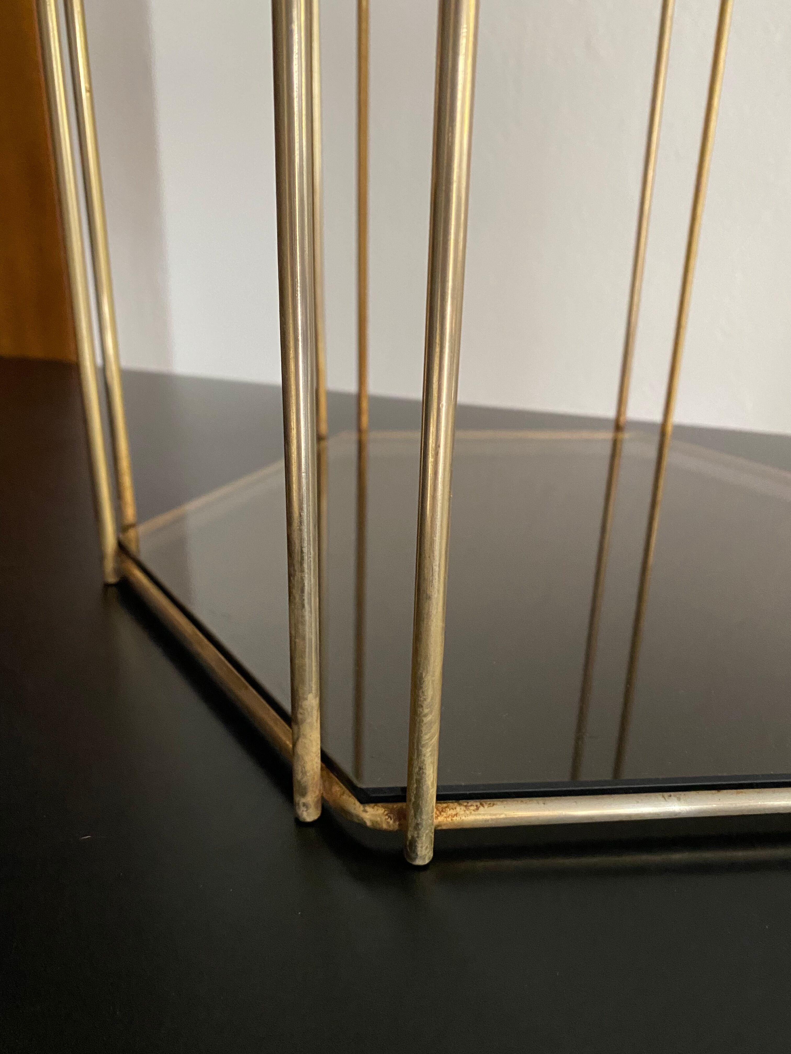 Vintage metal and glass side table