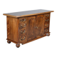 Rustic walnut sideboard with inlaid parquetry, vintage quality.