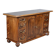 Rustic walnut sideboard with inlaid parquetry, vintage quality.