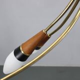 1960s Rupert Nikoll Brass and Teak Opaline Glass Chandelier, Austria