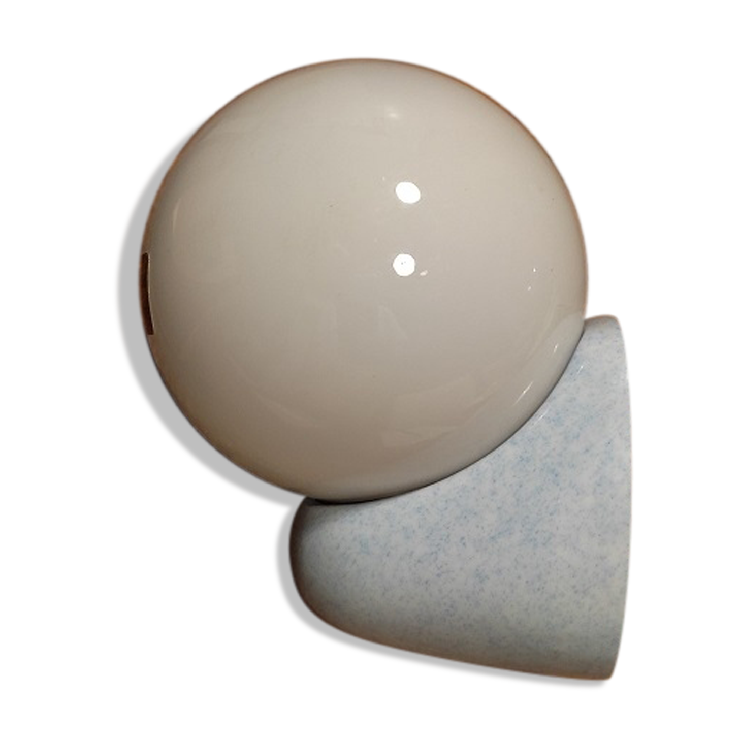 Wall lamp globe blown glass support white speckled blue Tissot vintage