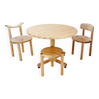 1 table/2 chaises/1 tabouret Rainer Daumiller pour Hirtshals Savværk A/S service de salle à manger - Danemark, années 1970