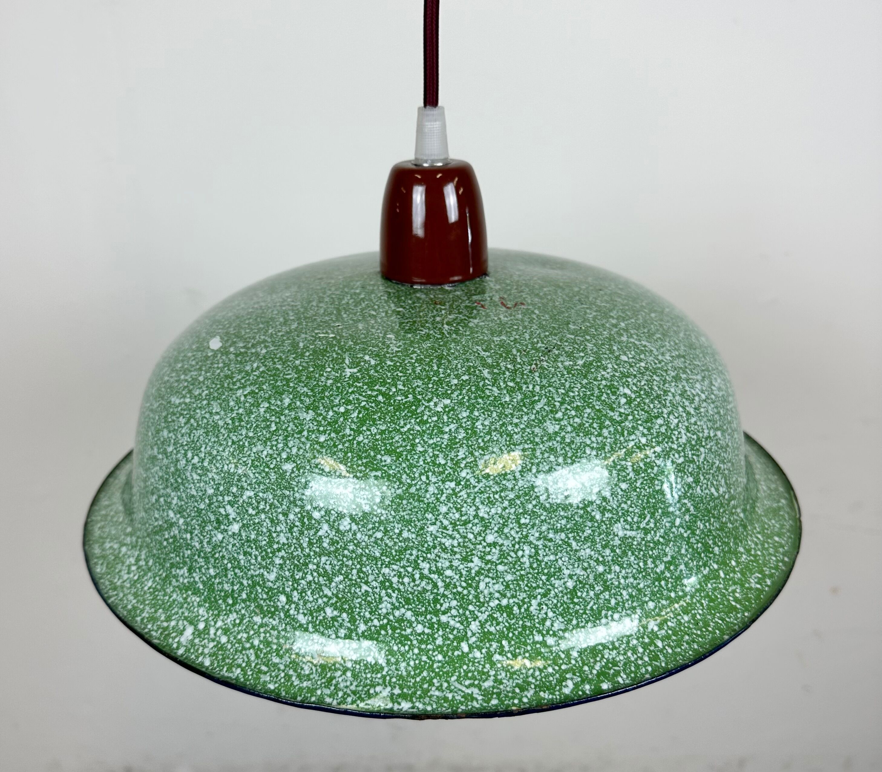 Industrial Factory Green Enamel Ceiling Lamp , 1960s