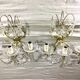 Pair of 3-light bronze and crystal wall lights