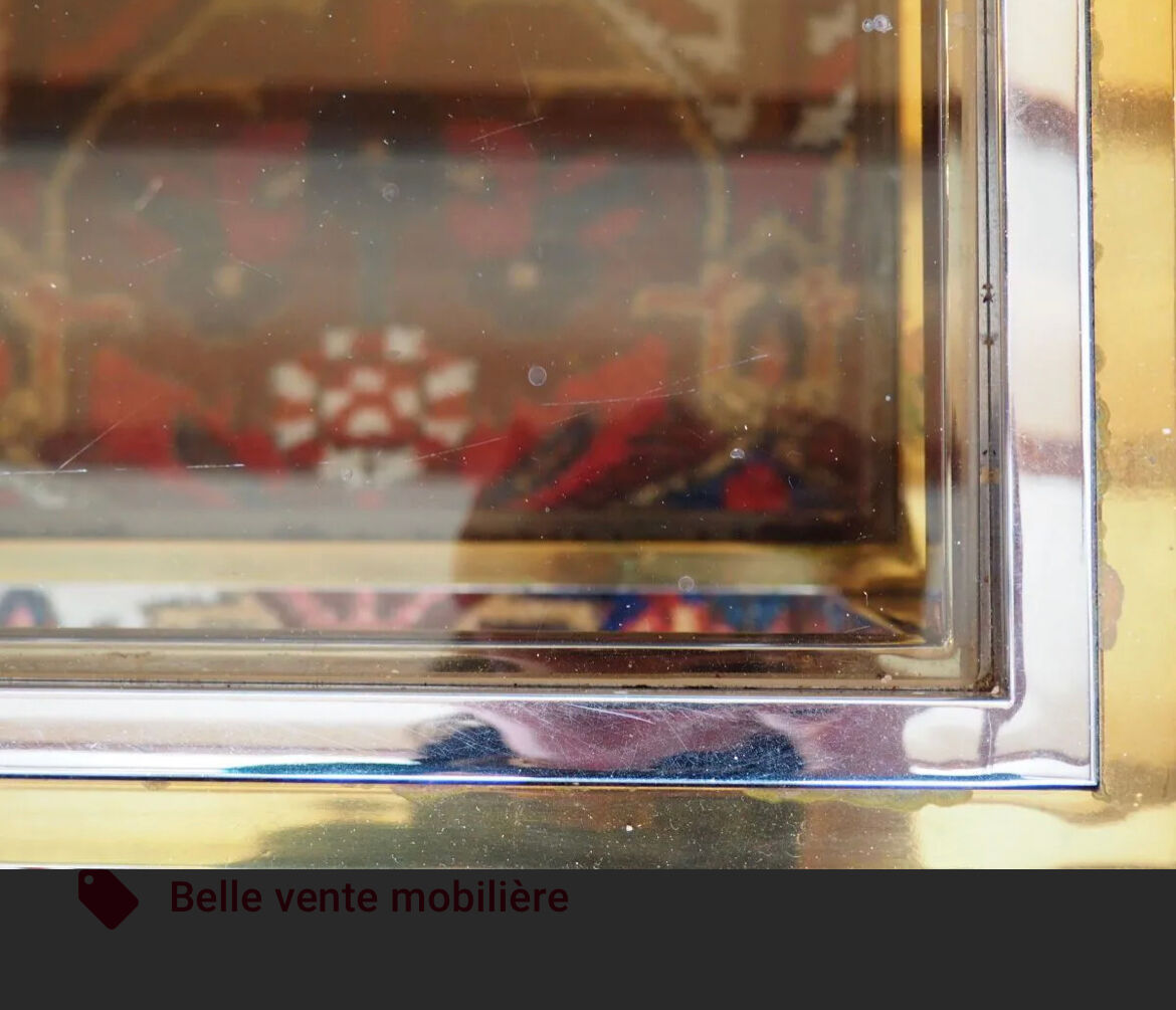 Coffee table glass chrome metal gilded