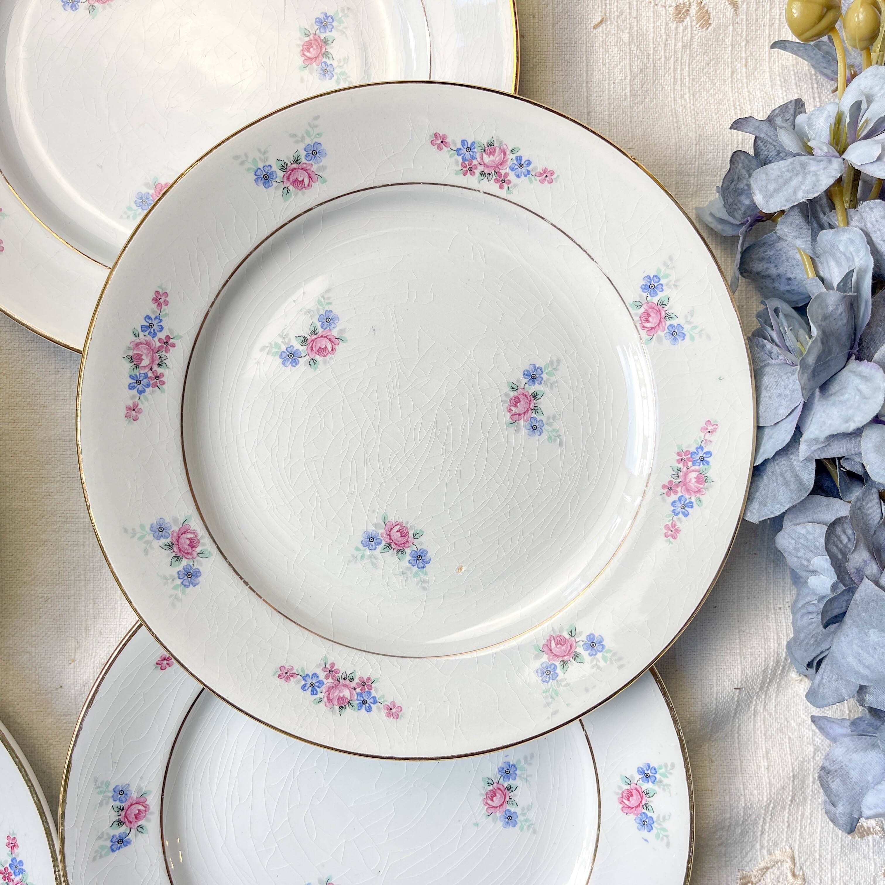 6 small vintage floral porcelain plates - Salins