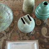 Mid-century Modern green spherical gres vase, Franco Bucci Italy ca. 1970