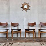 Series of 4 Scandinavian chairs in vintage teak 1960
