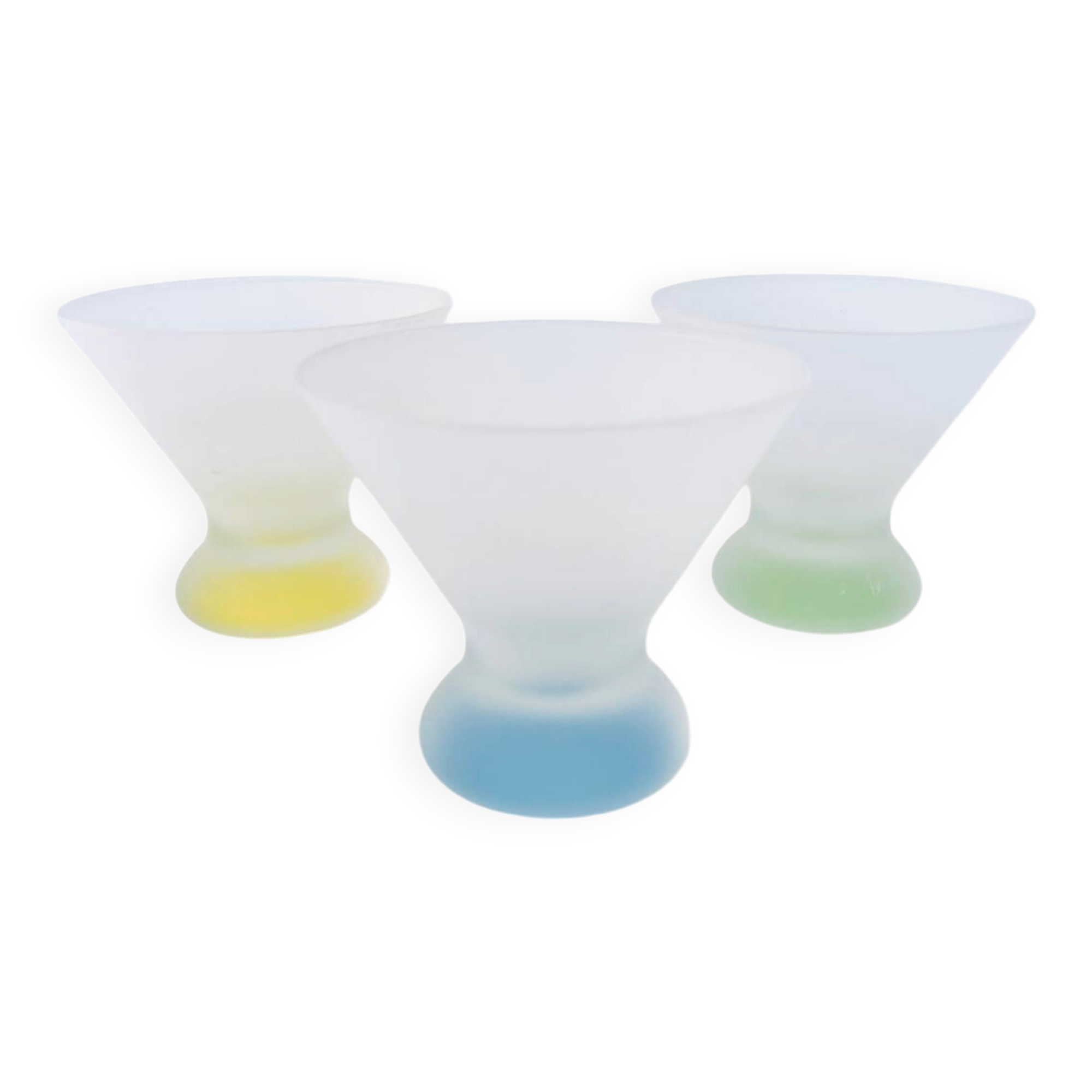 Set of 3 vintage frosted glass cups – 1990s
