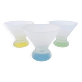 Set of 3 vintage frosted glass cups – 1990s