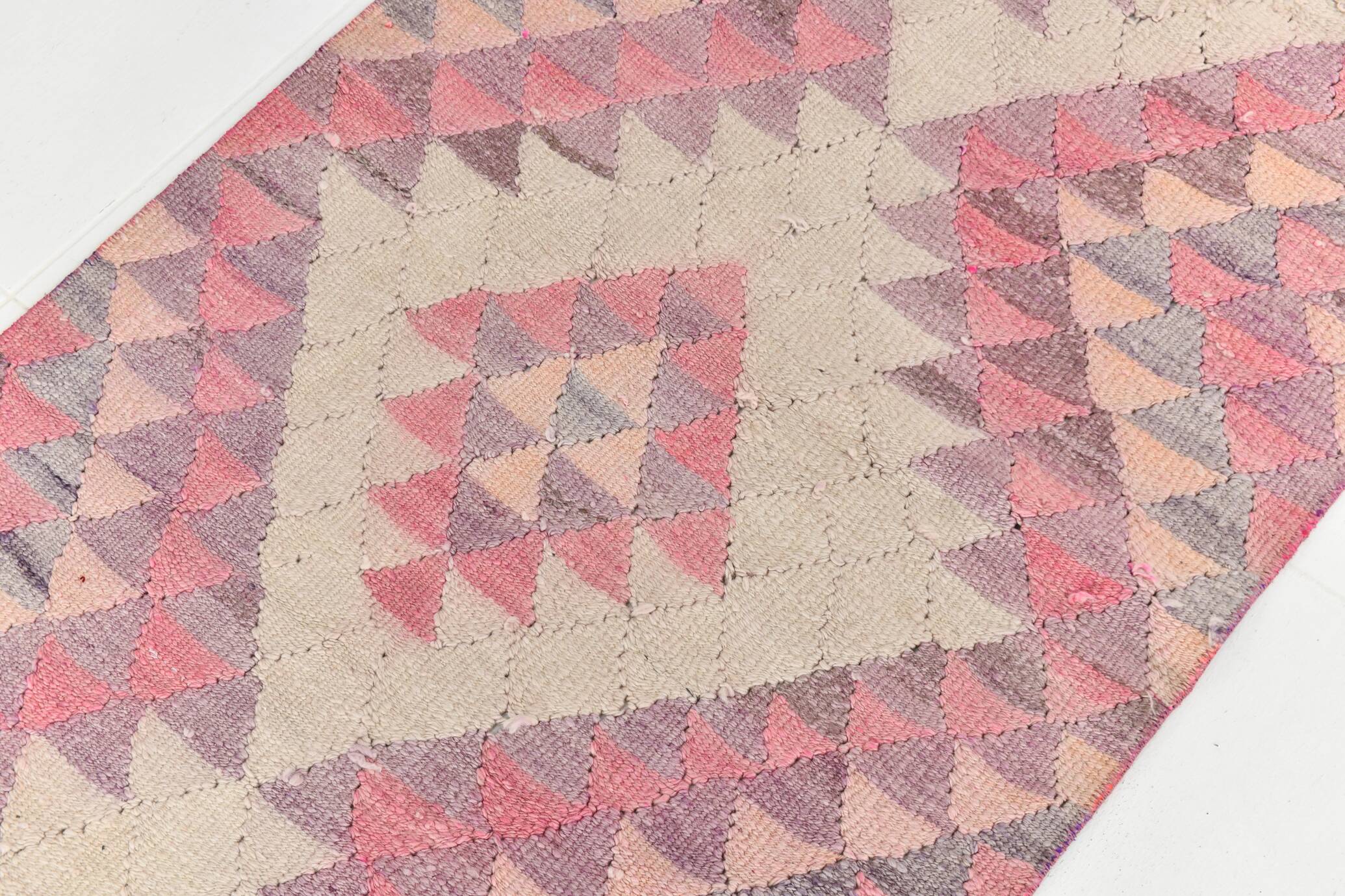 3x12 Pink Purple Kilim Runner Rug 84x347Cm