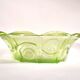Art Deco oval bowl in green glass – geometric moulded decoration 1920-1930