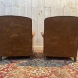 Pair of Club armchairs in imitation leather