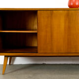 Midcentury Walnut Sideboard with sliding doors and drawers, 1950s