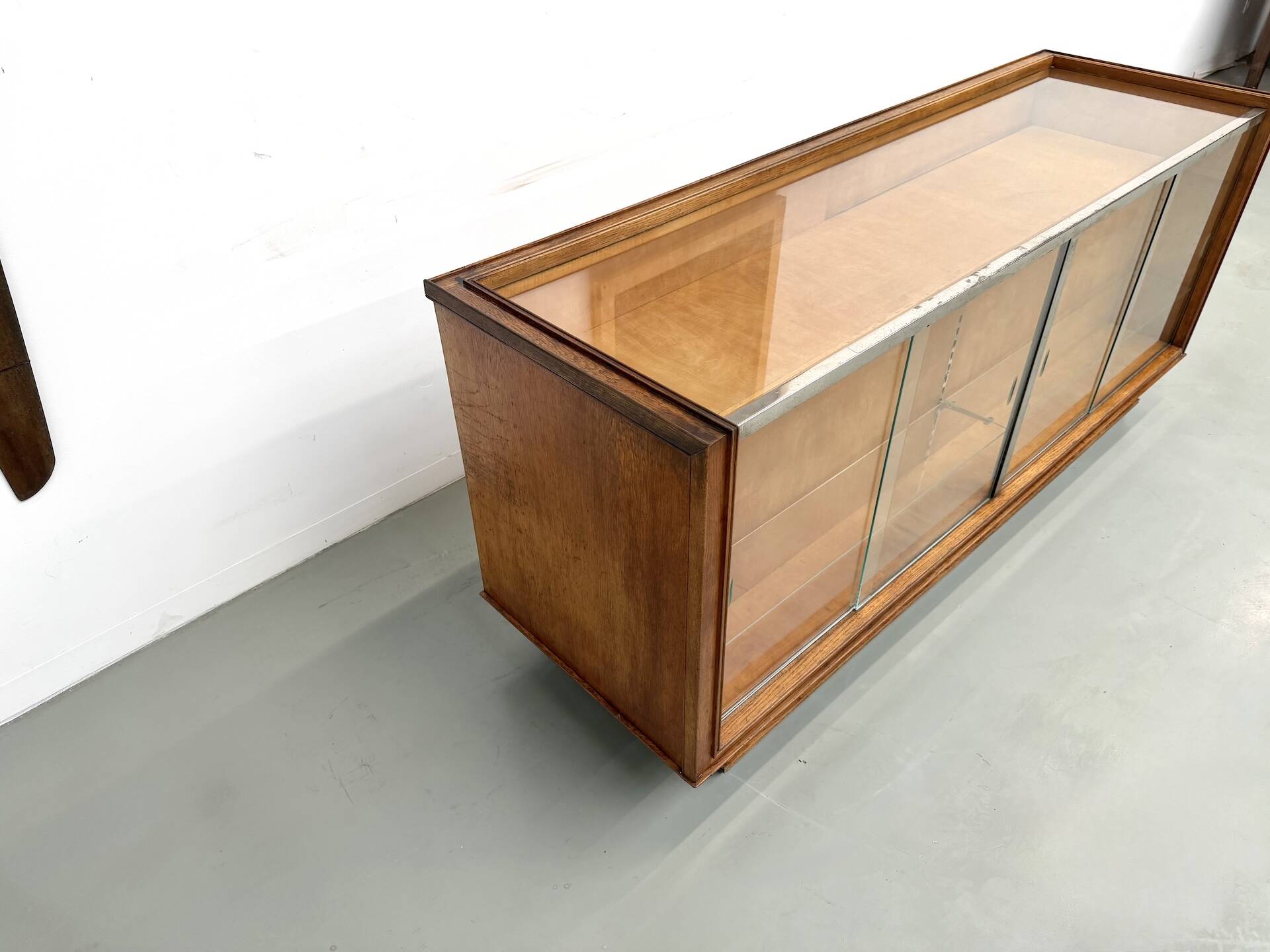 Vintage Siegel Paris workbench in oak and glass – 1950