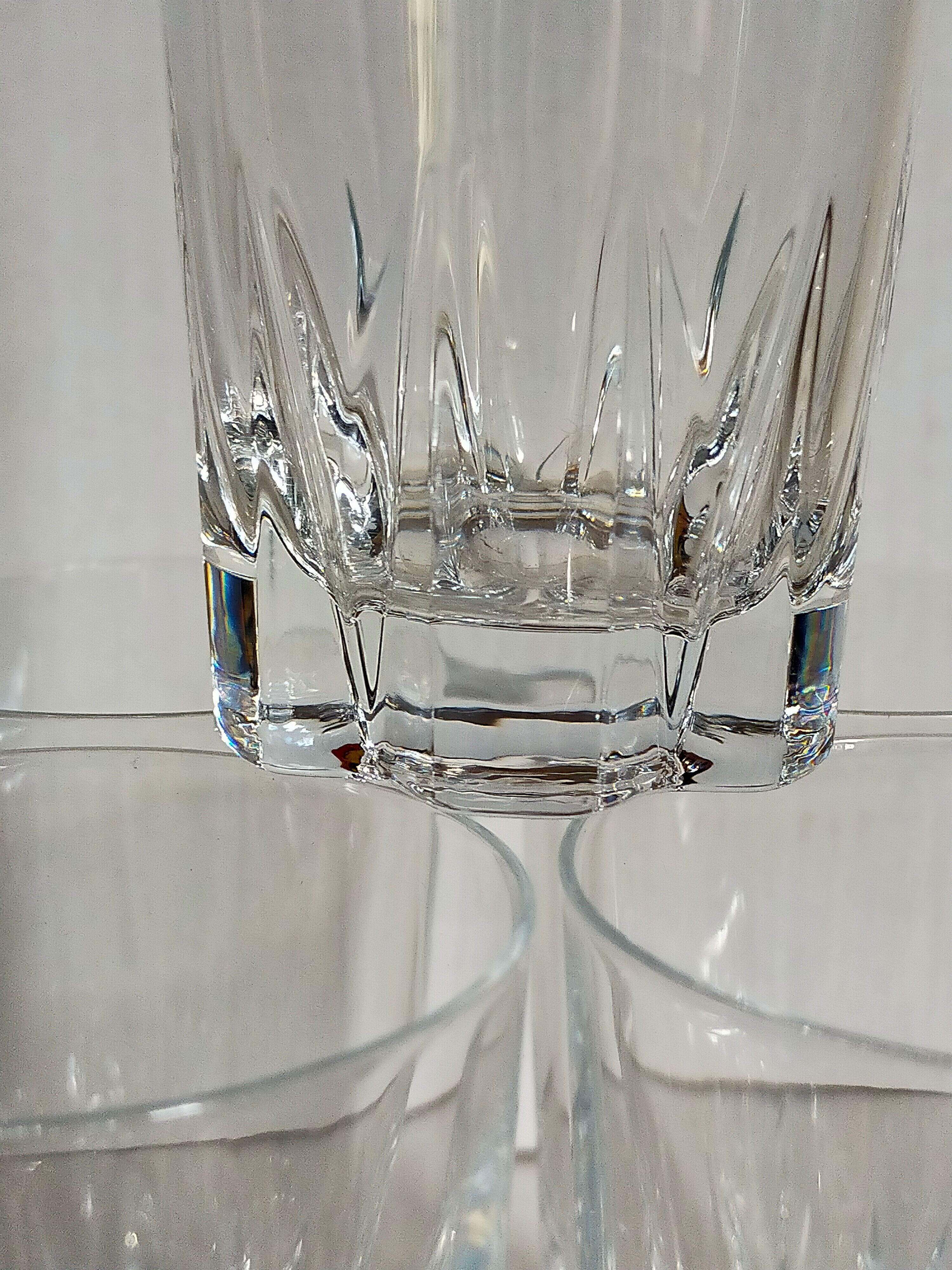 Six vintage crystal long drink juice glasses
