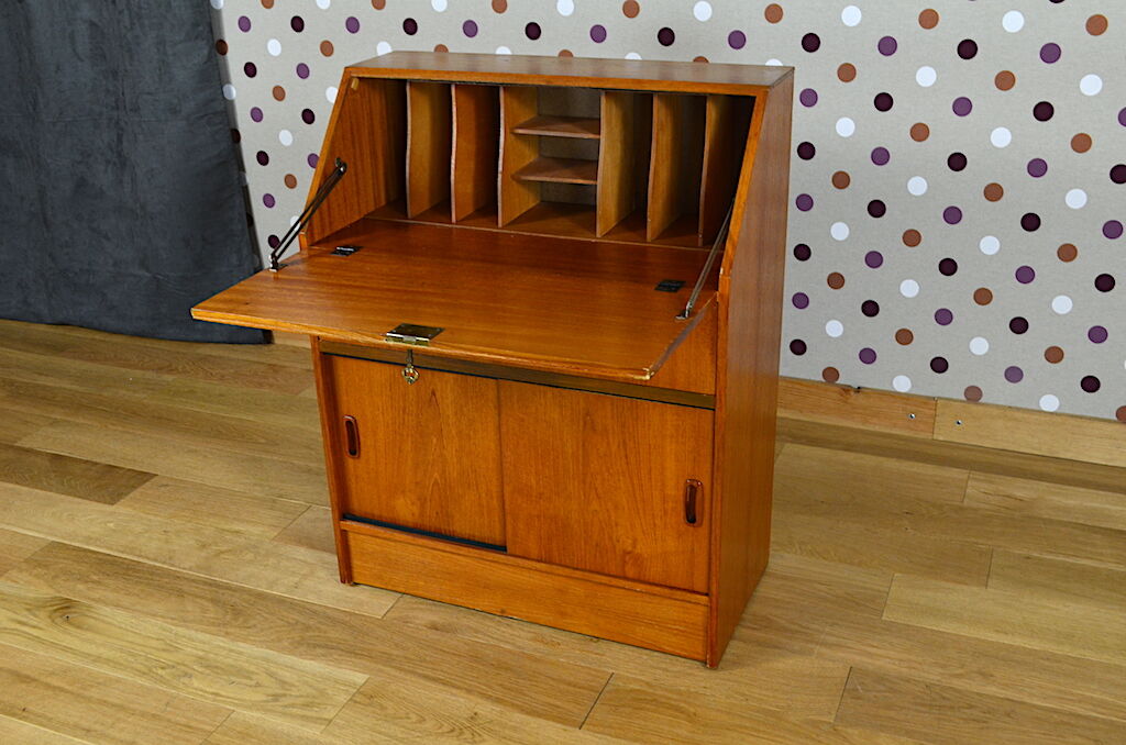 Secretary scandinavian teak gold vintage 1960
