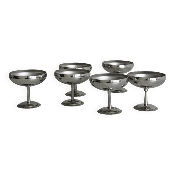6 coupelles sur pied en inox style Letang Remy