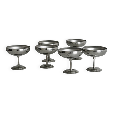 6 stainless steel footed bowls, Letang Remy style