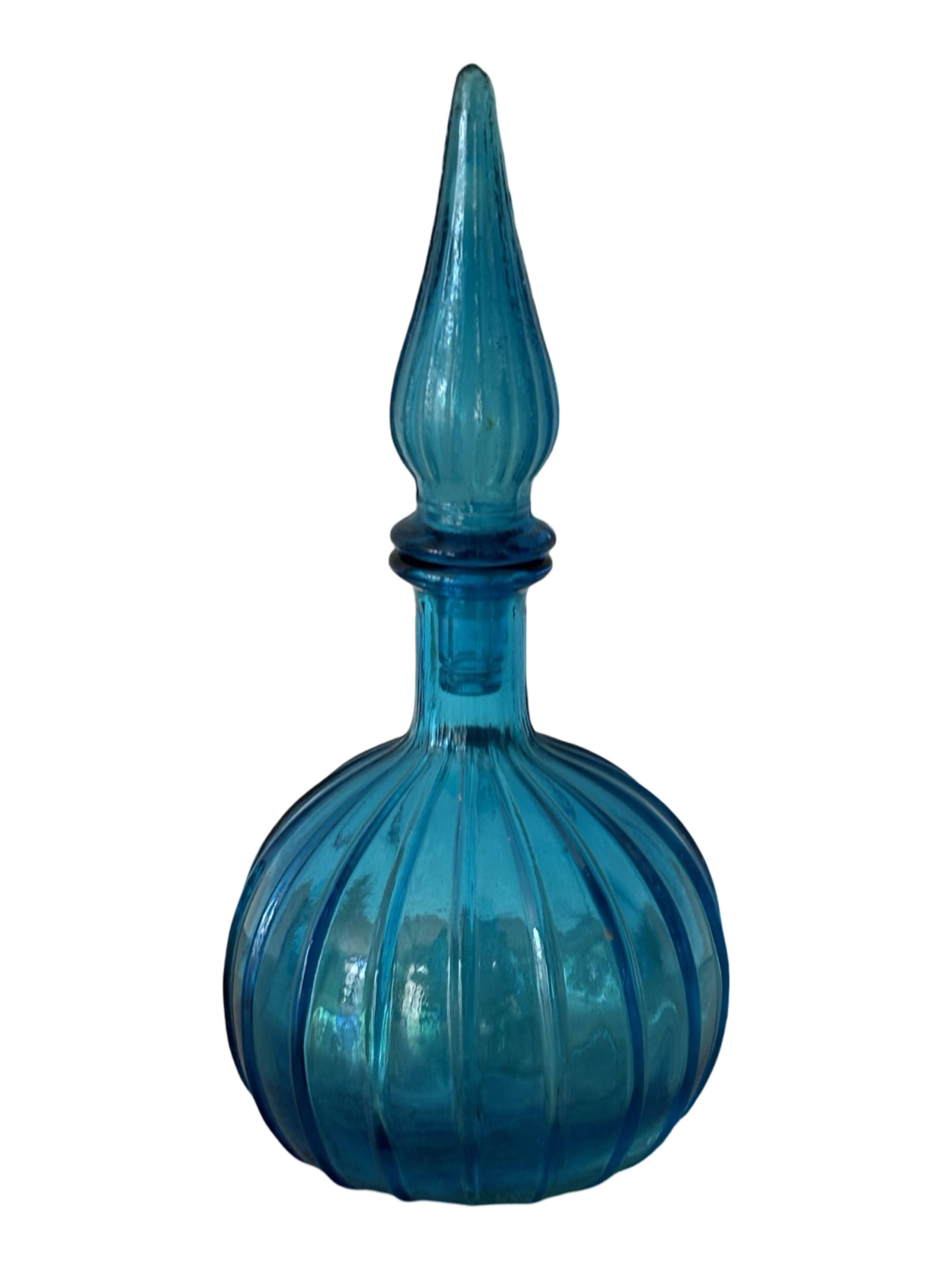 Vintage Empoli Glass Decanter with Stopper, Italy, 1960s