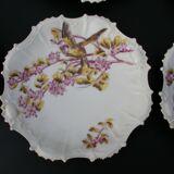 6 Assiettes à dessert en porcelaine de Limoges 1900 - Décor oiseau