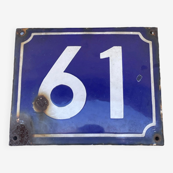 Enamelled street number plate