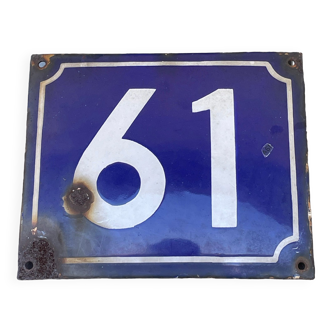 Enamelled street number plate