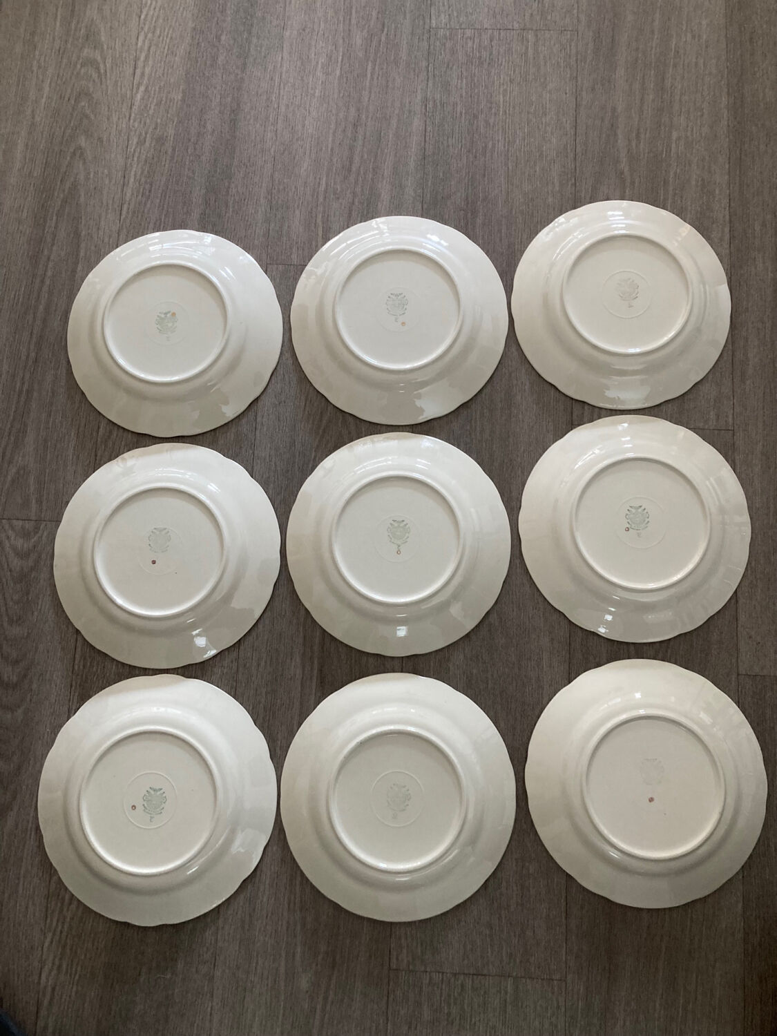 9 Villeroy and Boch “small golden flowers” dinner plates from the 1950s