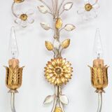 Vintage Italian wall lamp in gold and silver metal (52 cm)