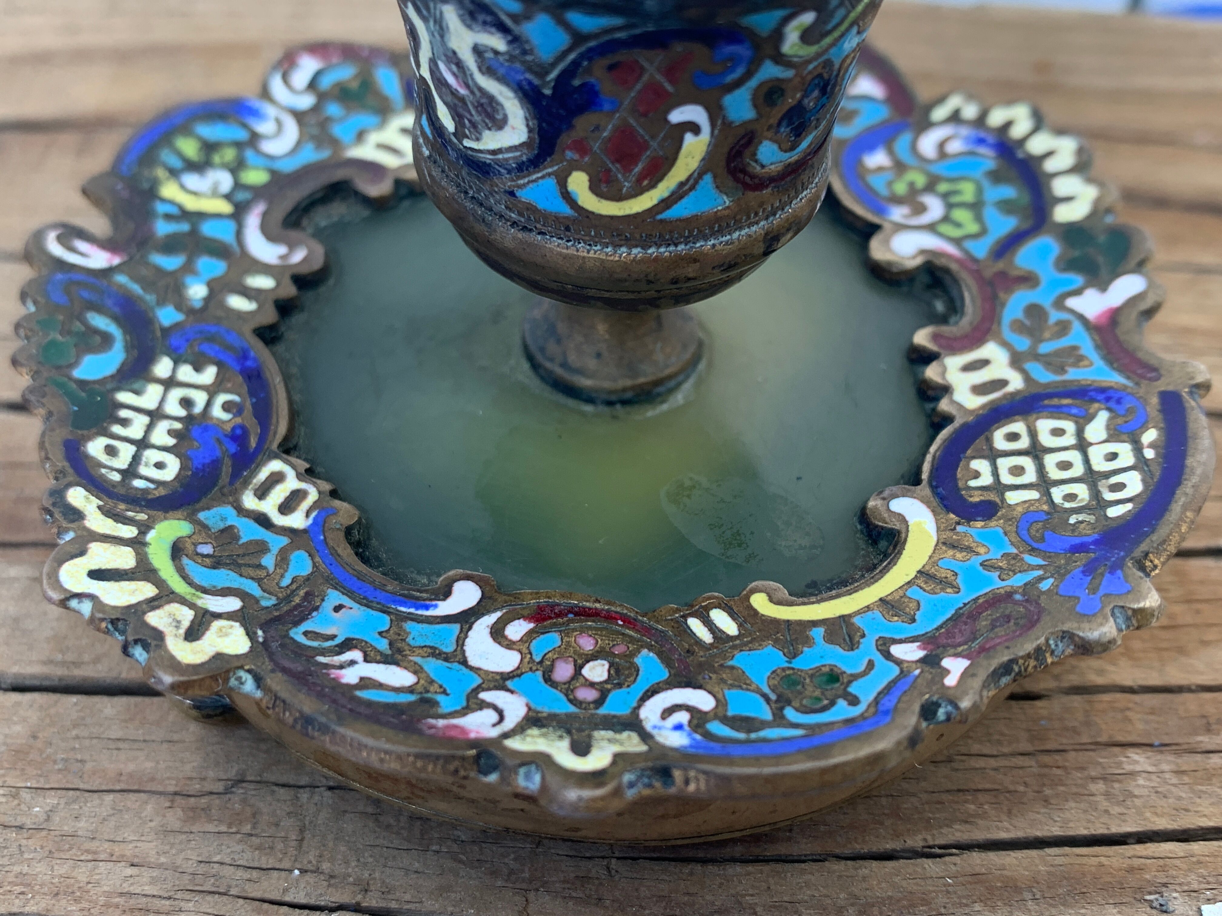 Bronze inkwell, cloisonné enamels, Napoleon III era