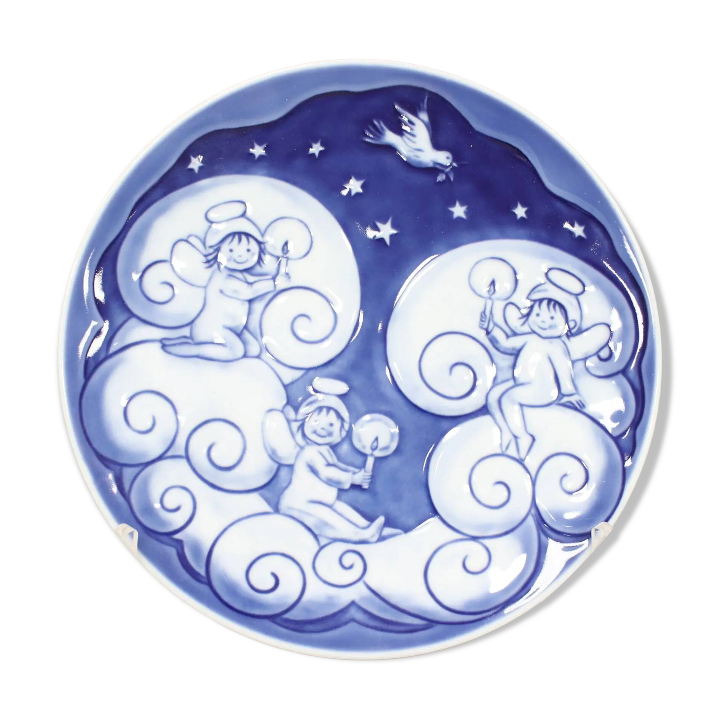 Assiette Royal Copenhagen Noël enfants bleue en porcelaine 2009