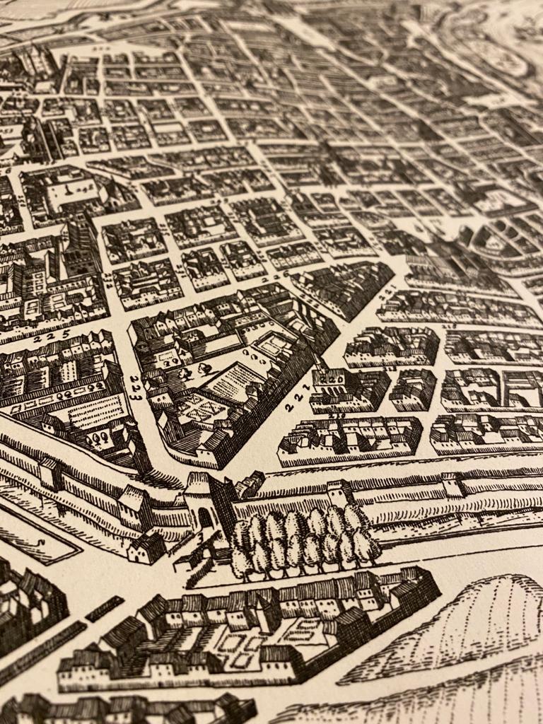 Map plan engraving of Vintage Paris