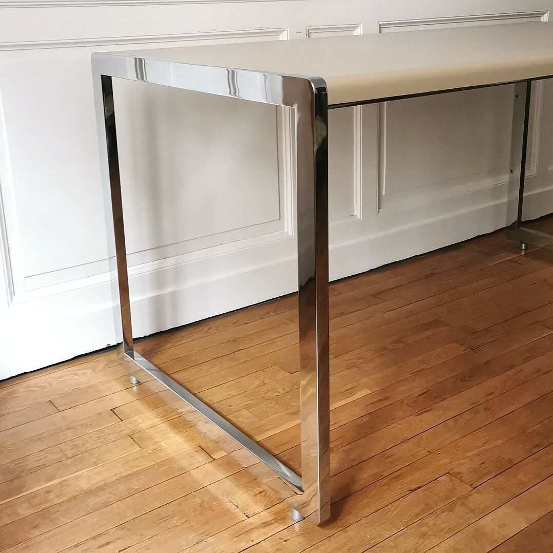 Desk / Table in chrome and lacquered metal, 1970