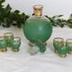 Carafe à liqueur verte et ses 6 verres