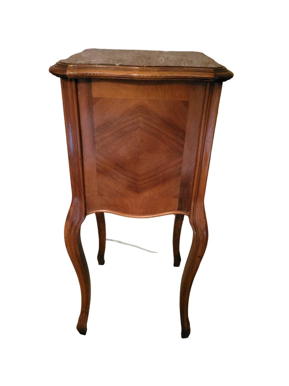 Antique walnut and marble bedside table