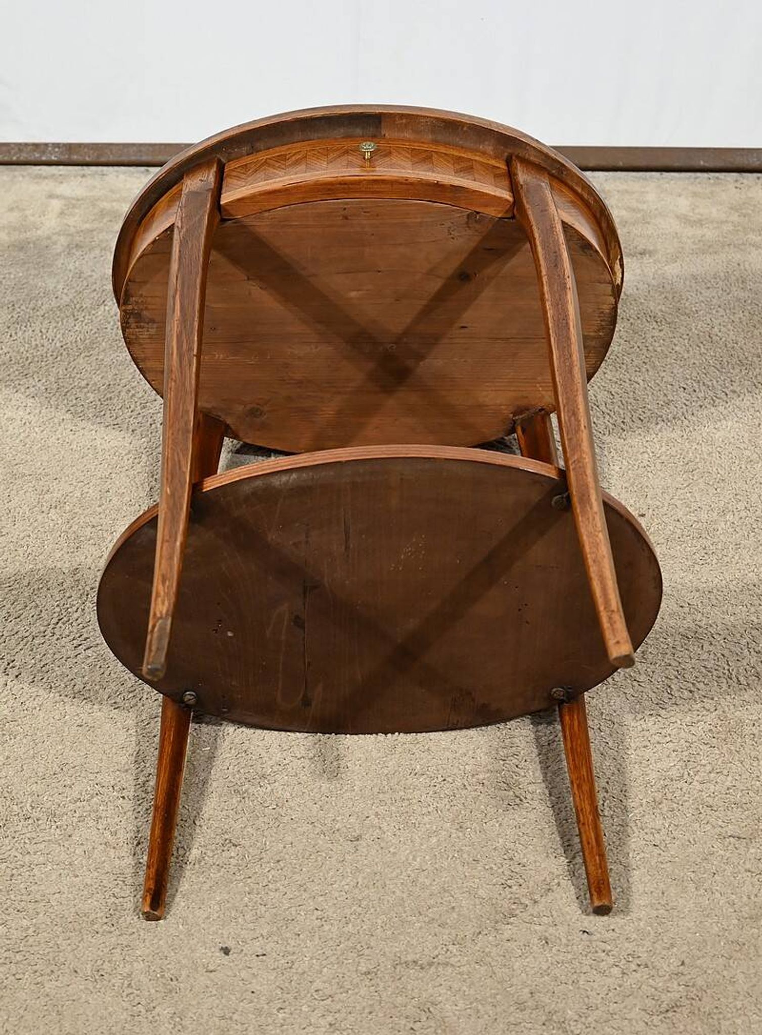 Small Marquetry Living Room Table, Louis XV / Louis XVI Transition style – 1920