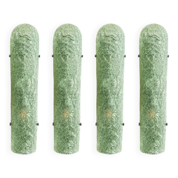 Impressive Hammered Green "Graniglia" Murano Glass Wall Sconces Set of 4 by