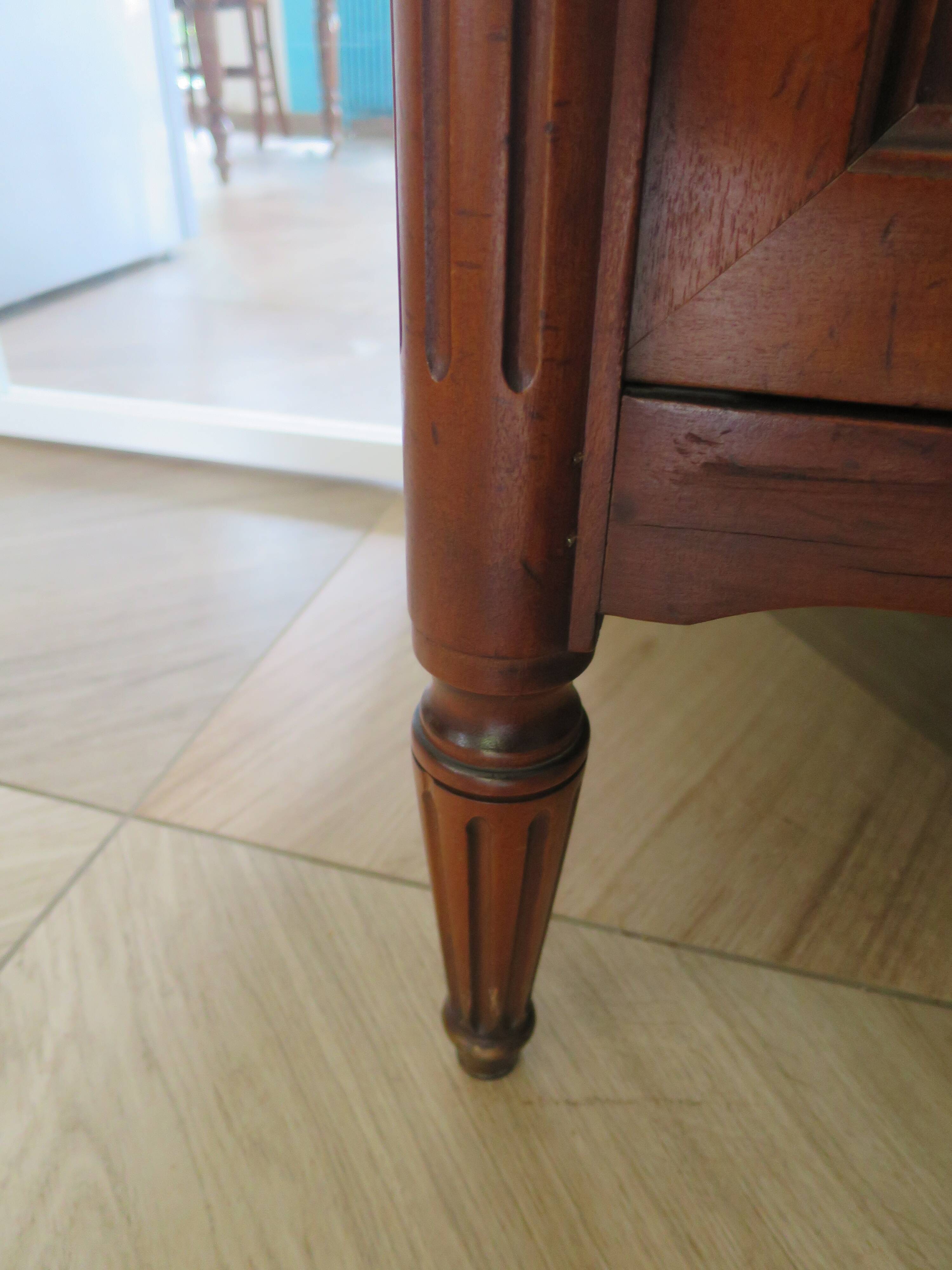 Louis XVI-style sideboard - 1 drawer - fluted legs - mahogany - solid wood