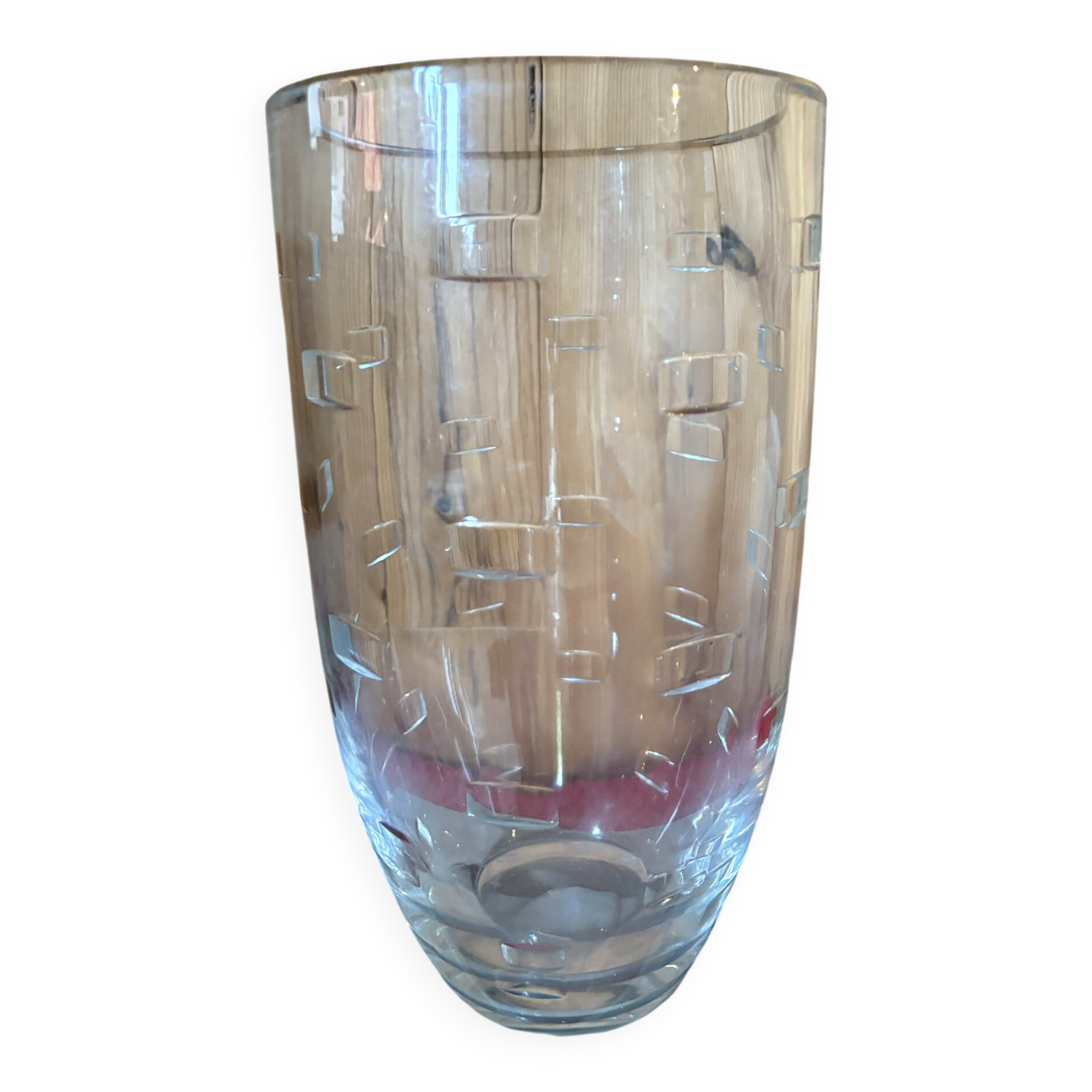 Large transparent crystal vase by John Roda