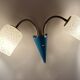 Vintage 50s Blue Glass Wall Lamp