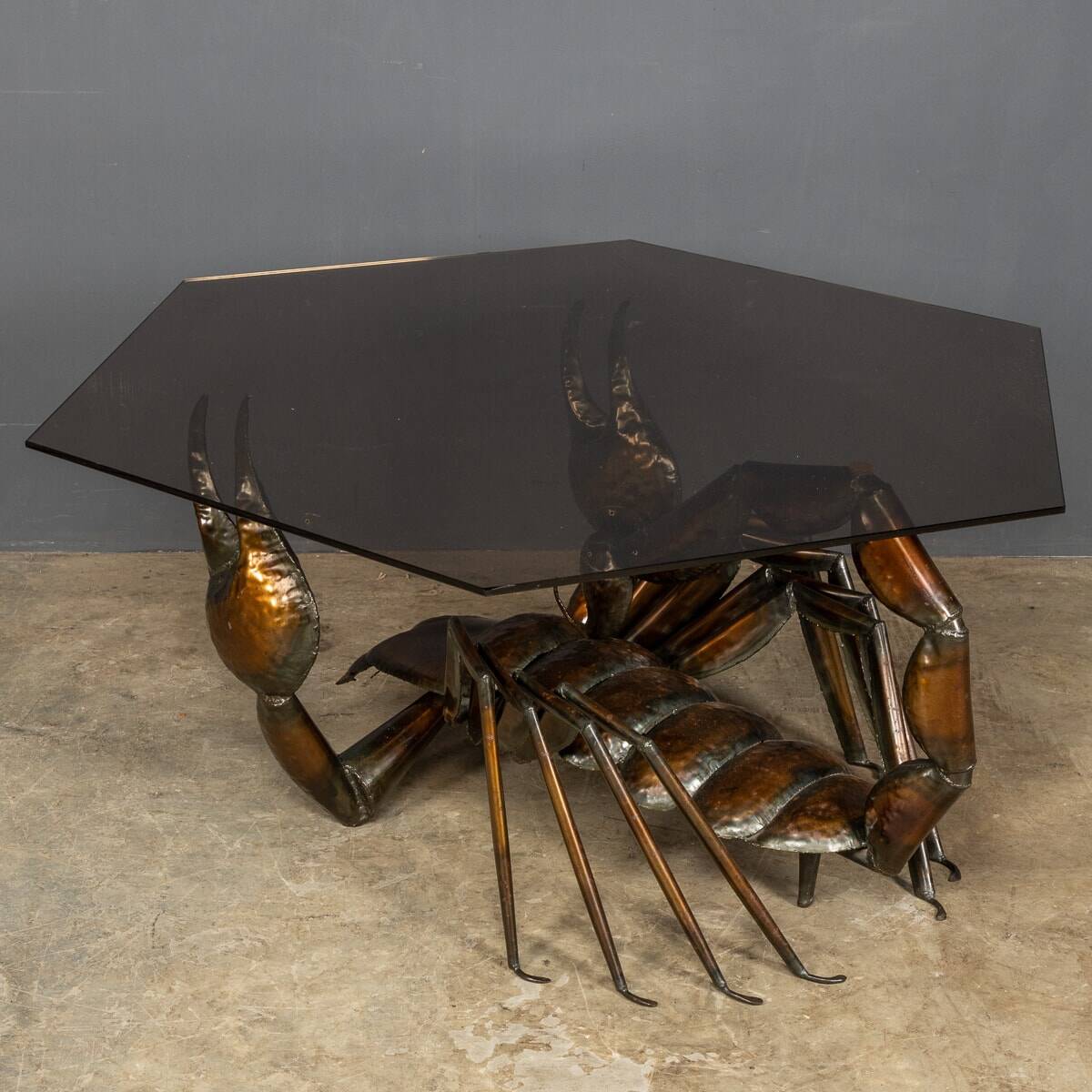 Unusual metal scorpion shaped coffee table c.1970