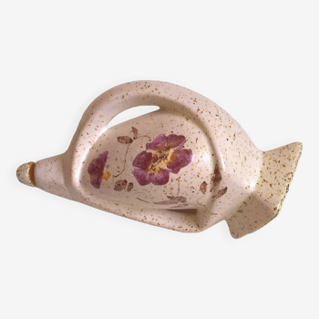 Pichet cruche en céramique grès fpp vallauris décor floral années 50/60