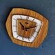 Vintage formica clock silent hexagonal wall pendulum "FFR wood"
