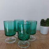 Set of 4 green vintage walking glasses
