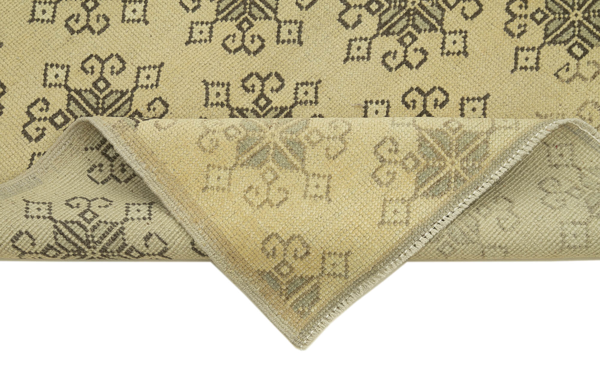 Hand-knotted wool turkish beige carpet 86 cm x 190 cm